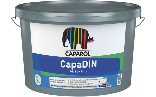 Caparol CapaDIN Wandfarbe, Deckenfarbe, gute Qualität – 15 Liter,Weiss